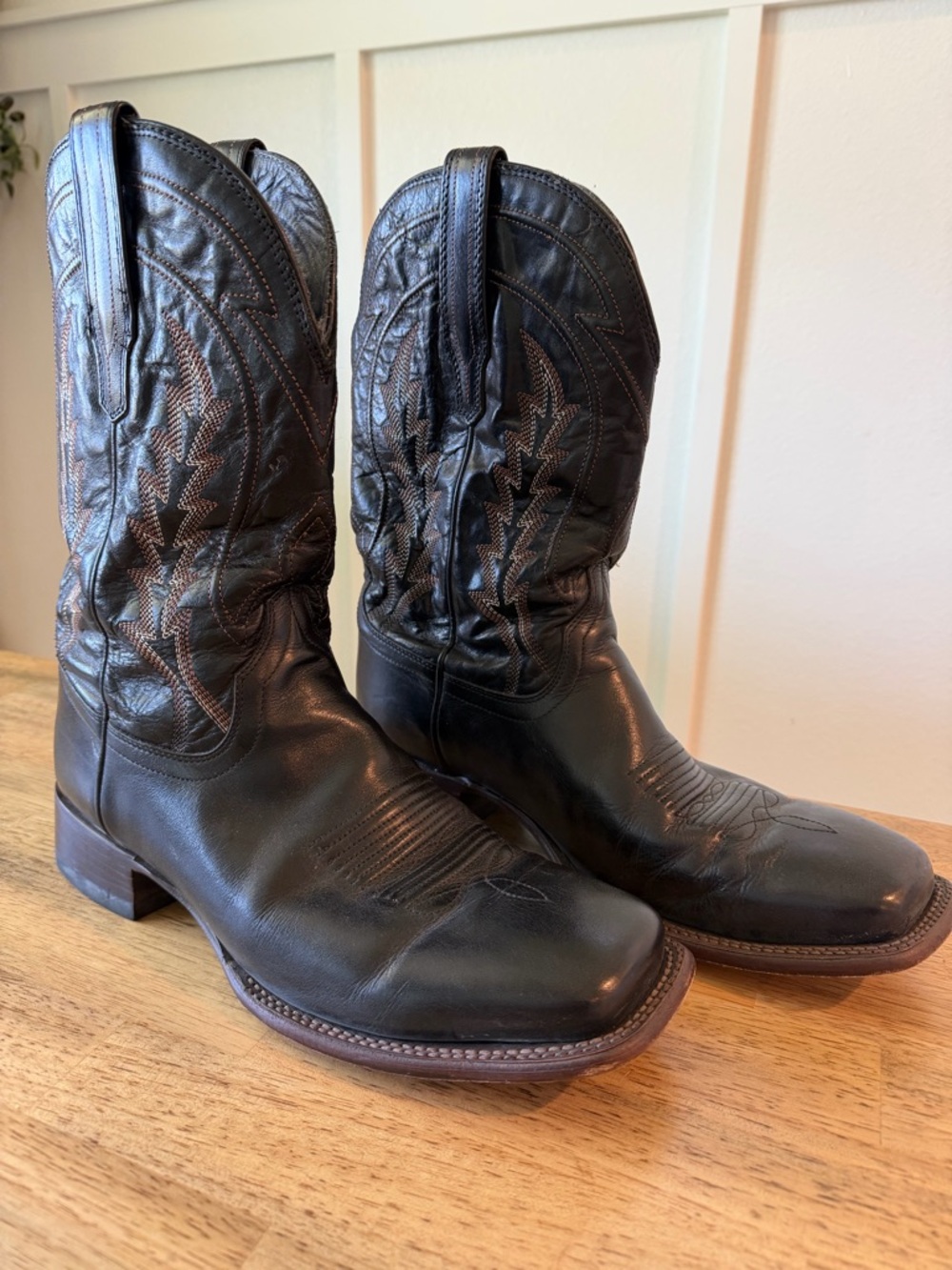 Tecovas Men's Black Leather Western Cowboy Boots